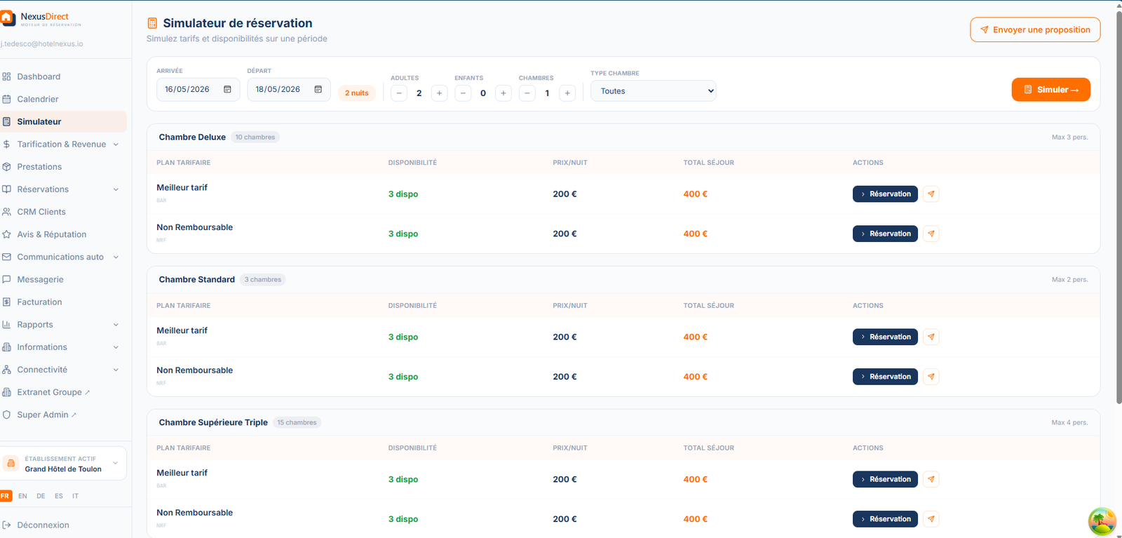 Simulateur de Revenus — Nostaya Back Office Manager